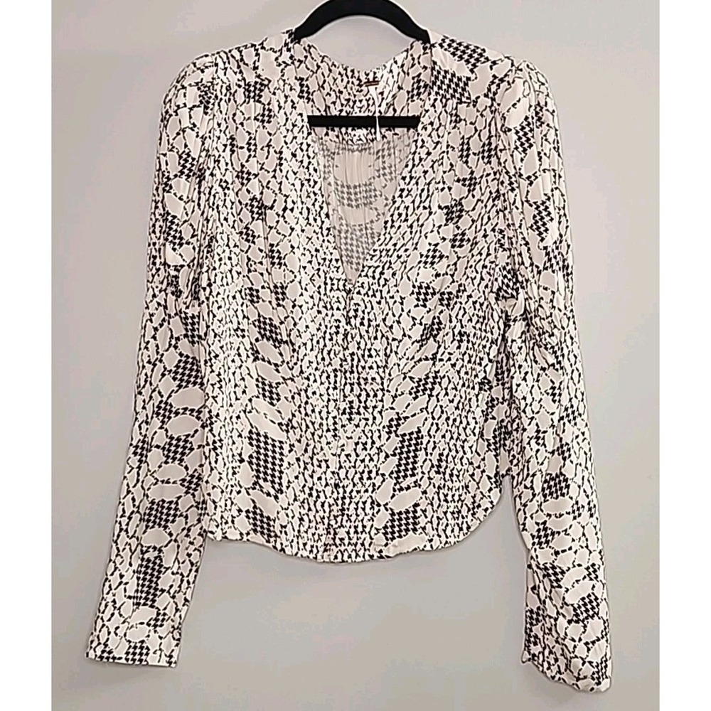 Free People Womens Large Sweet On You Snakeskin Pattern Blouse Corpcore Coquette
